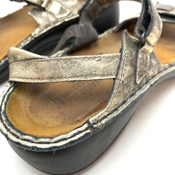 NAOT Leather Gold Sandals Shoes Ankle Strap sz 41 - Picture 15 of 16